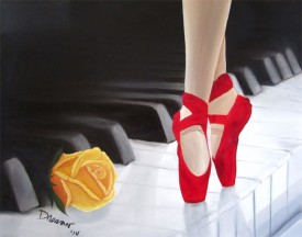 Ballerina Painting on Piano Keyboard